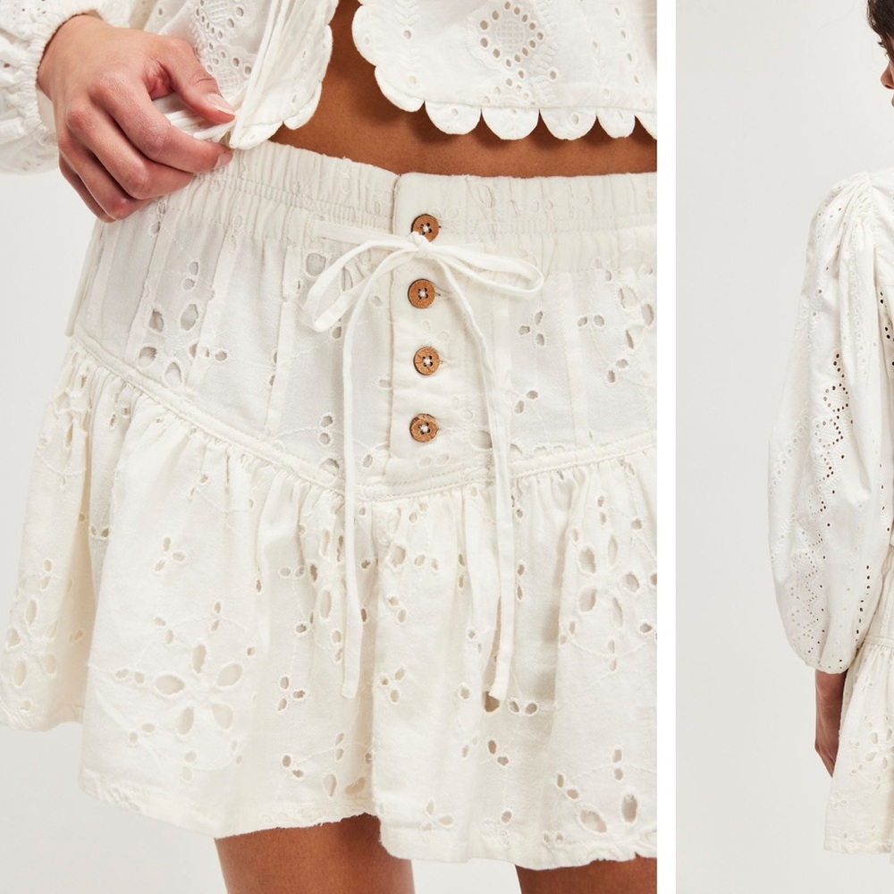 NWT Free People Roselle Eyelet Mini Skirt, S